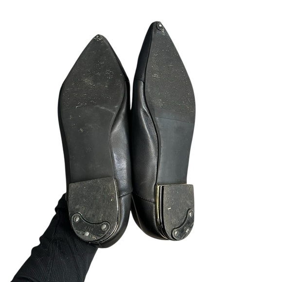 Marzella Black Leather Pointed Toe Flats Size 39 Minimalist Classic Workwear - Picture 6 of 8